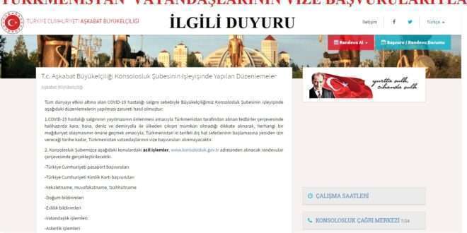 Türkmenistan Vatandaşlarının Aşkabat Türk Konsolosluğu Vize Başvurularıyla İlgili Duyuru